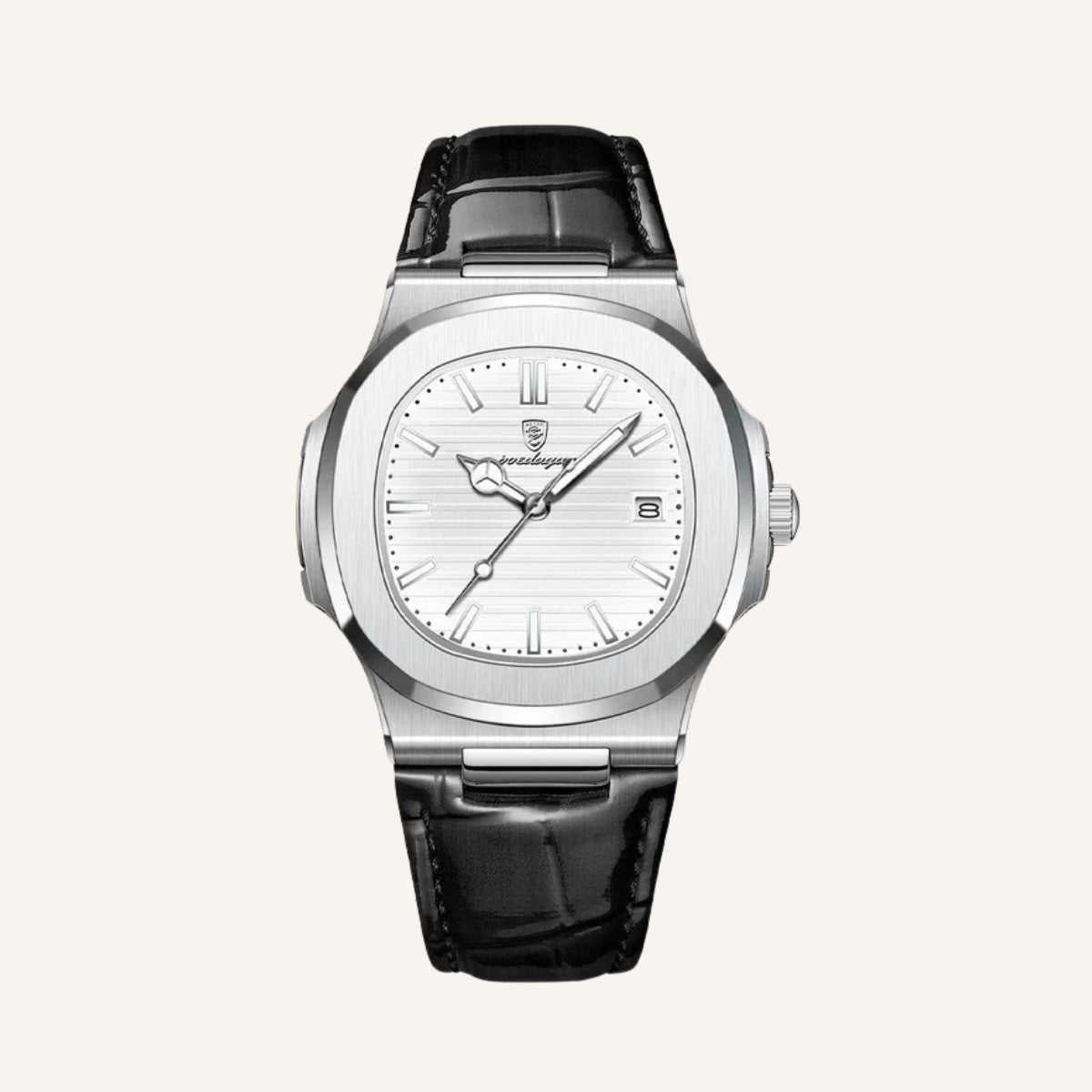 Uhr Luxe Schwarz Leder