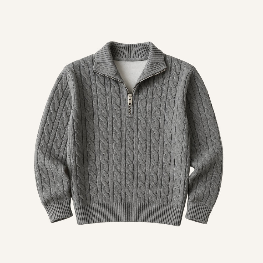 Pull Fontaine pour homme en maille à col haut et demi-fermeture éclair