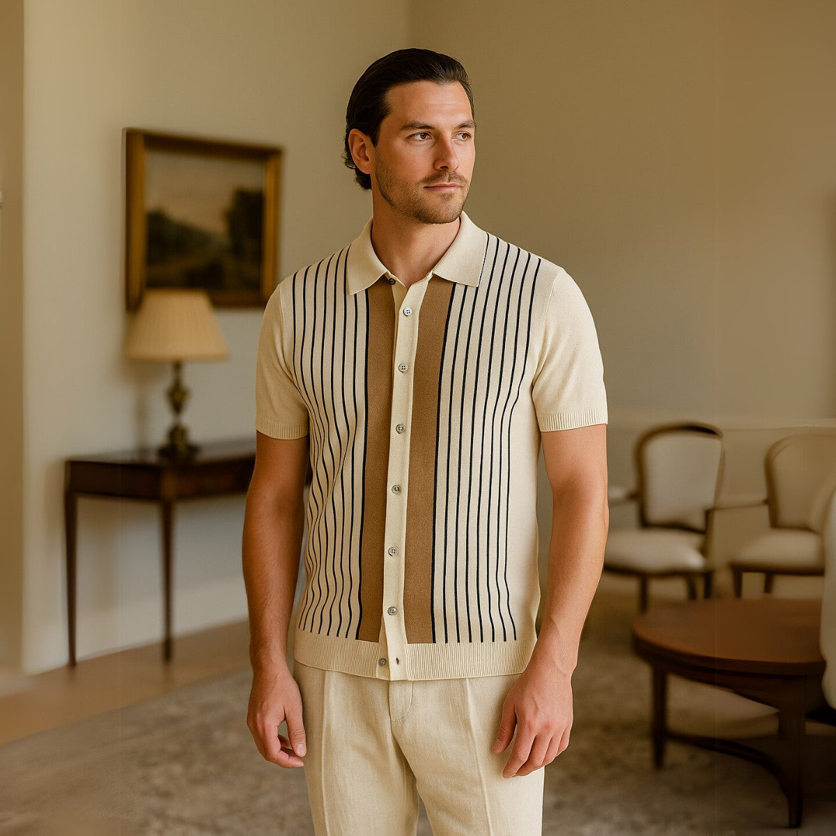Polo Montelle en maille rayée