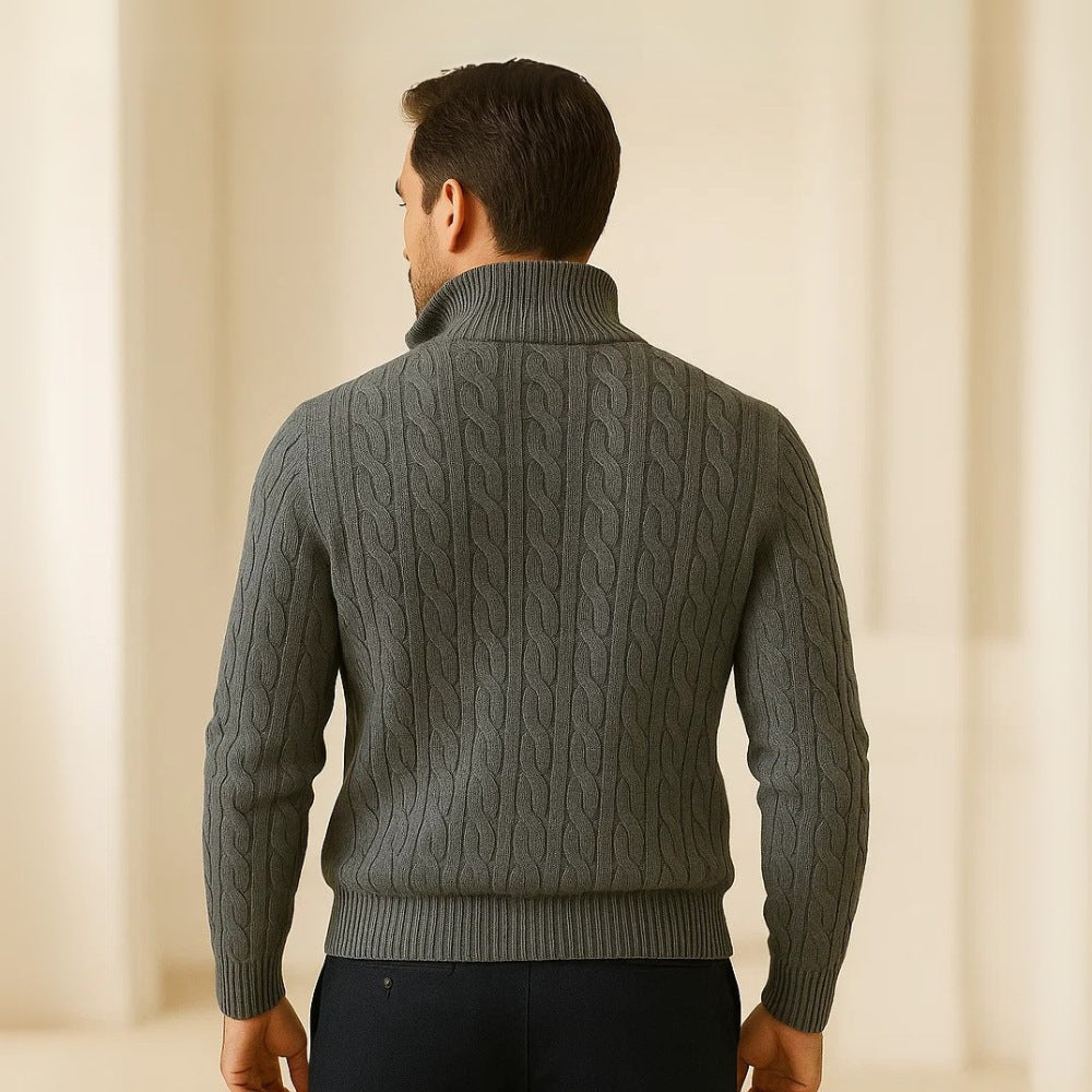 Pull Fontaine pour homme en maille à col haut et demi-fermeture éclair