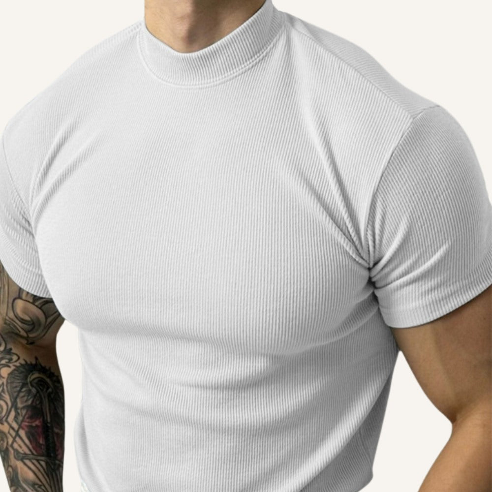 T-shirt Clarence Heren Geribde Hoge Kraag