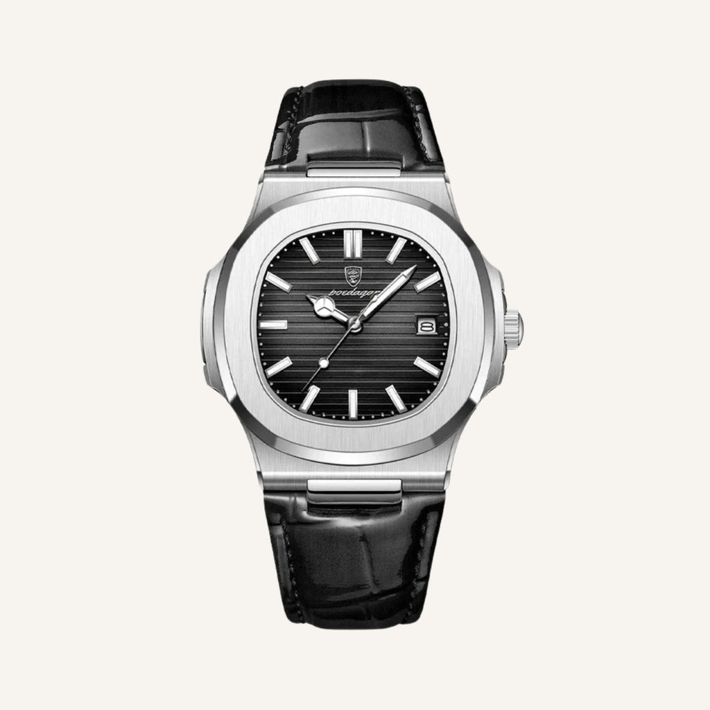 Montre Luxe en cuir noir