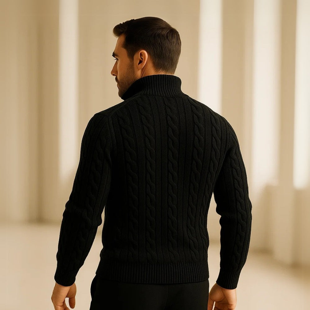 Pull Fontaine pour homme en maille à col haut et demi-fermeture éclair