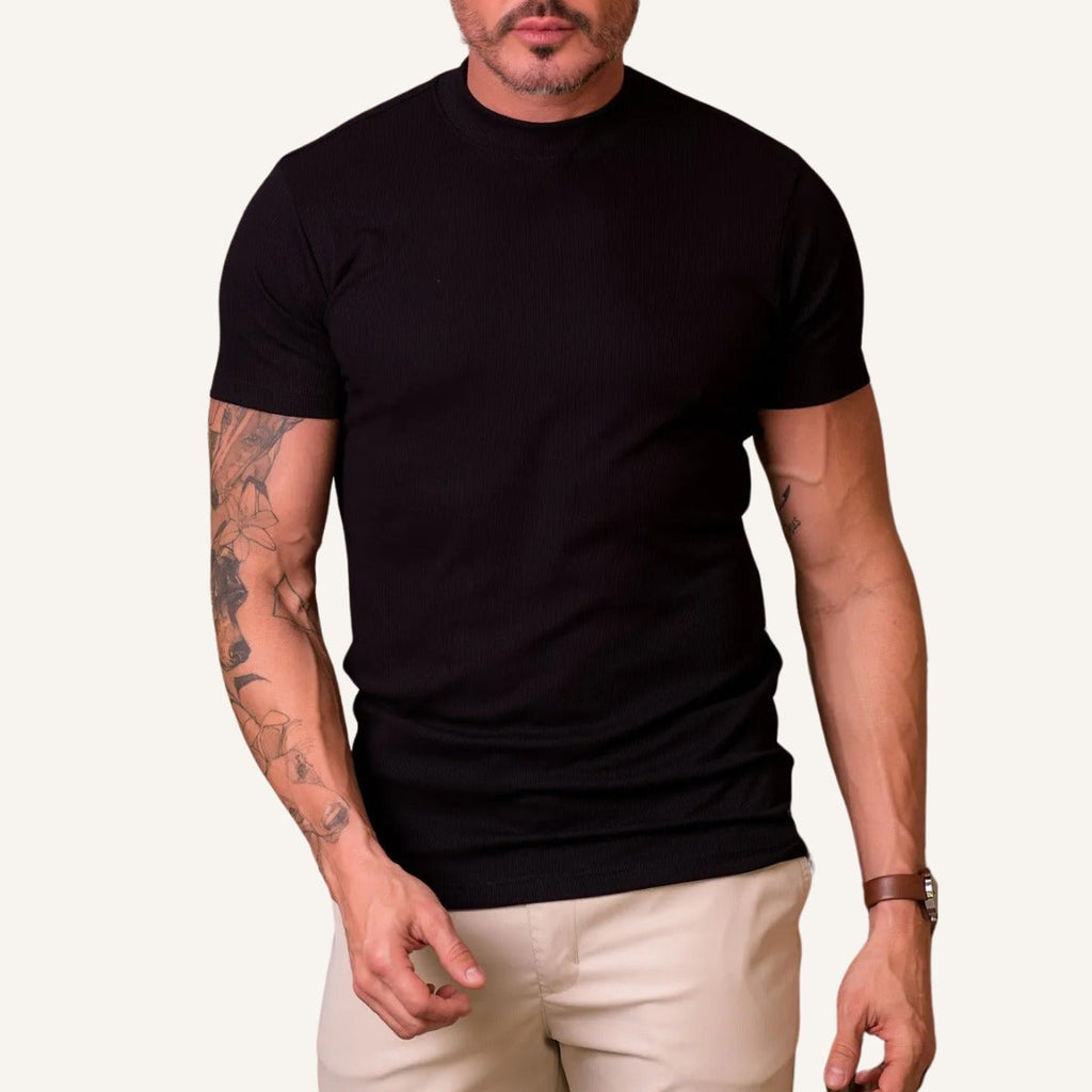 T-shirt Clarence pour homme à col haut côtelé