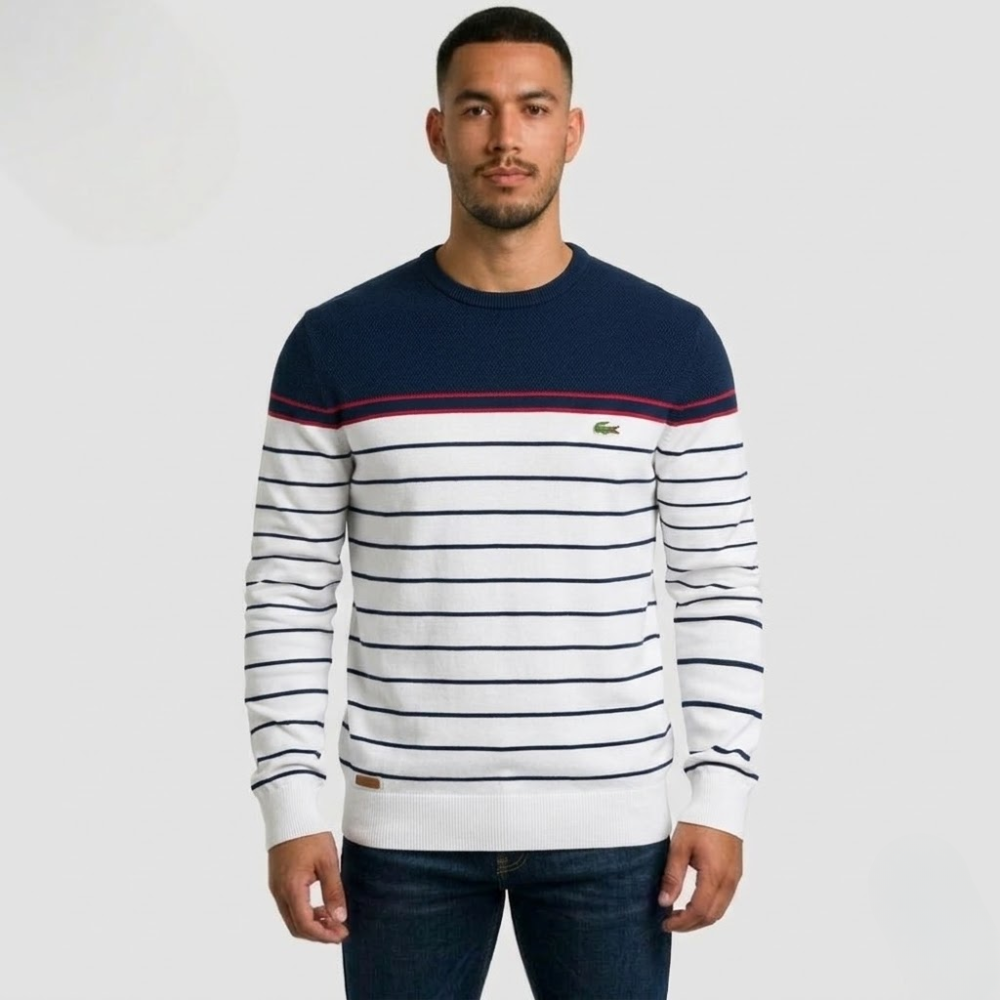 Gestreifter Pullover mit Rundhalsausschnitt