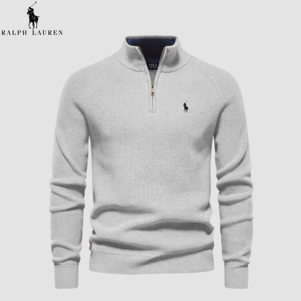 Pullover mit halbem Reißverschluss und Stehkragen