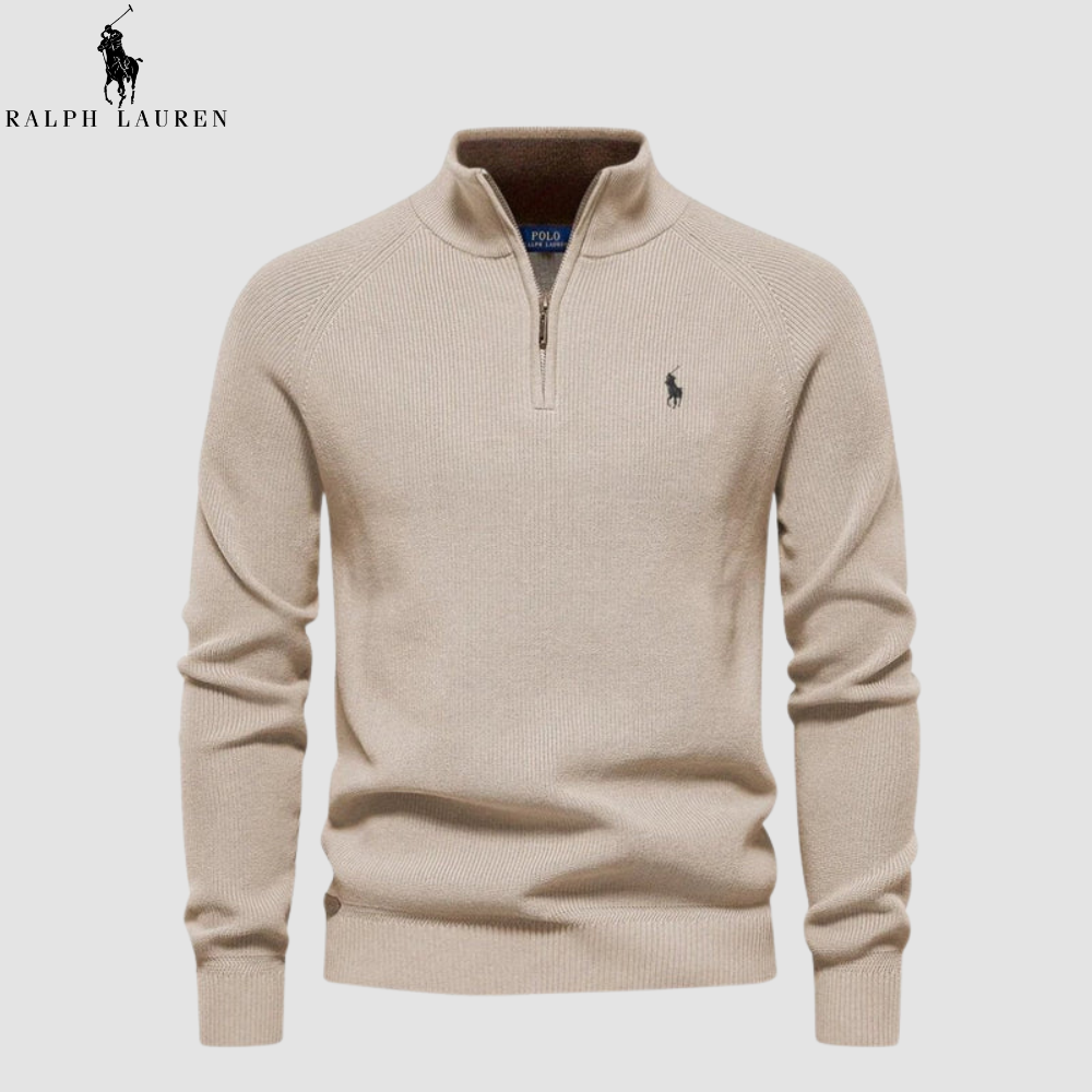 Pullover mit halbem Reißverschluss und Stehkragen