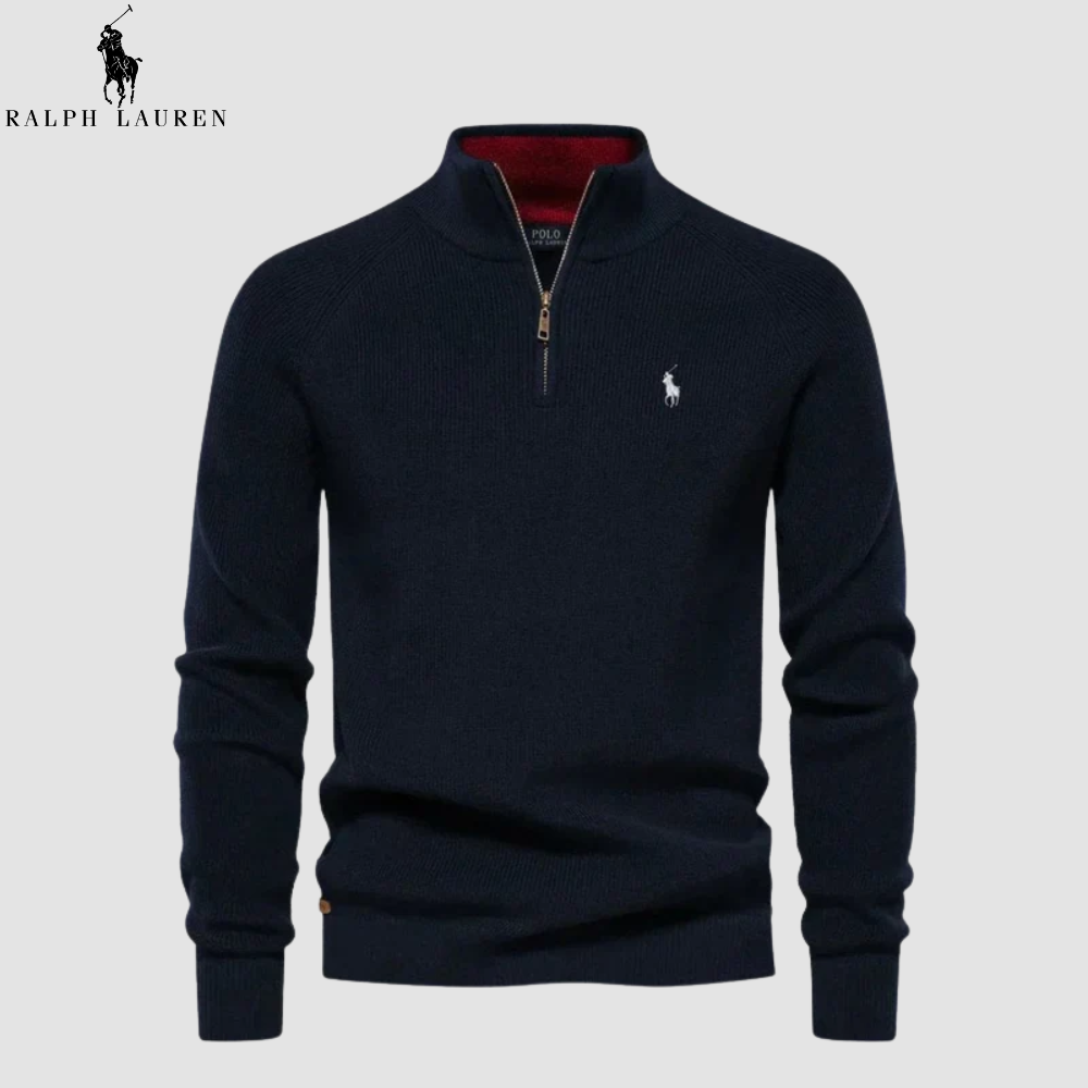 Pullover mit halbem Reißverschluss und Stehkragen
