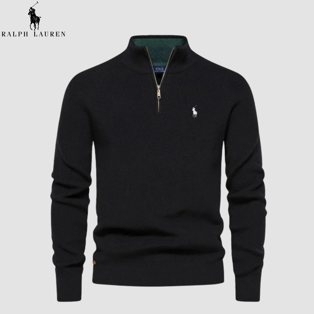 Pullover mit halbem Reißverschluss und Stehkragen