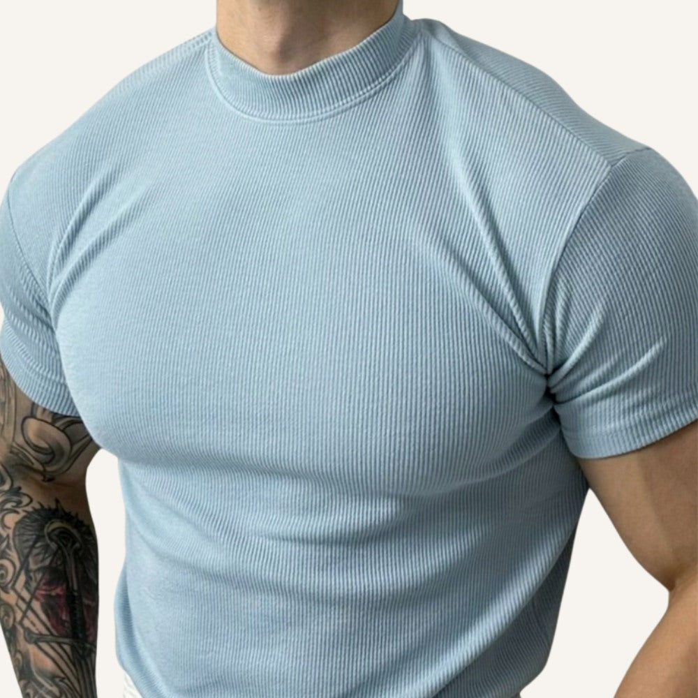 T-shirt Clarence Heren Geribde Hoge Kraag