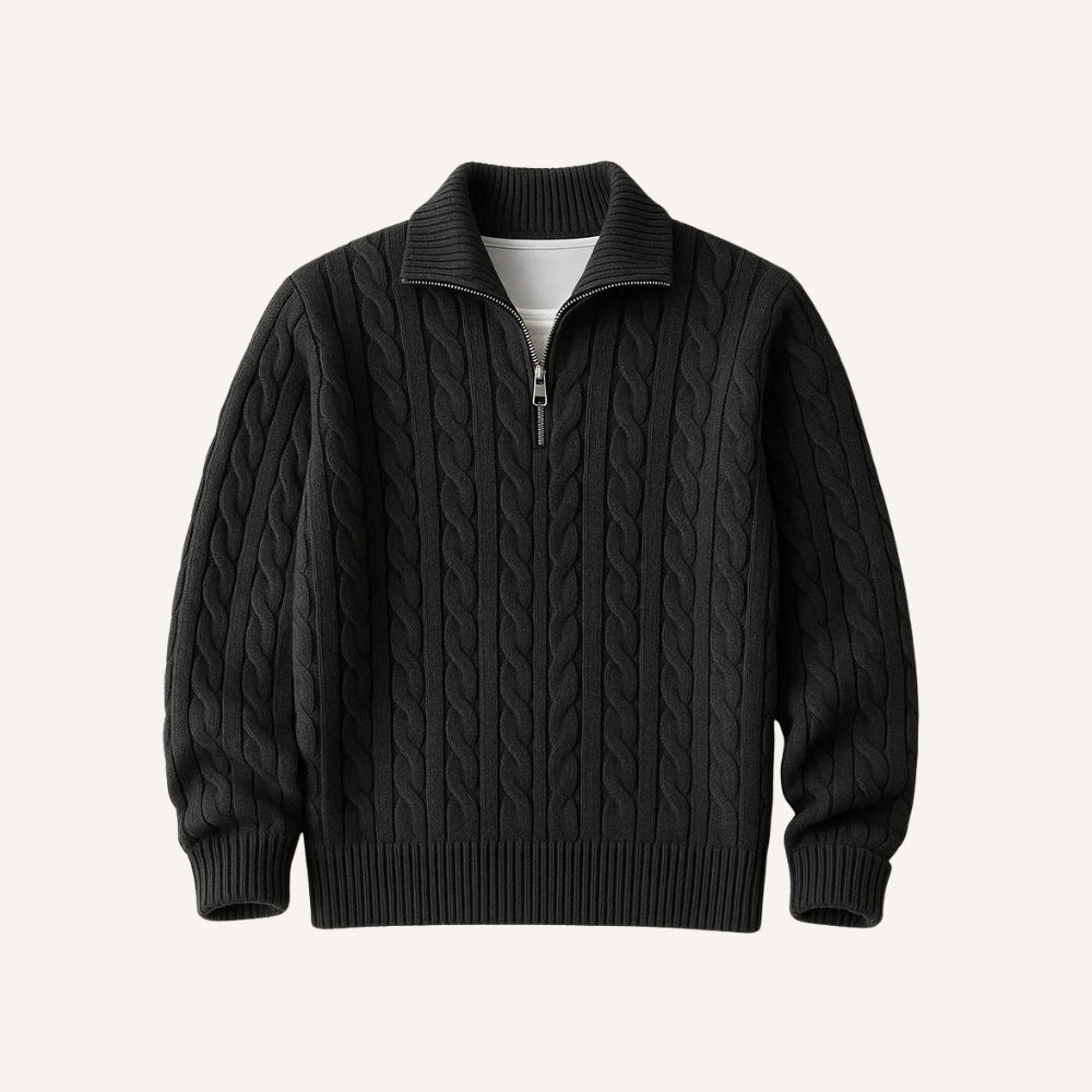 Pull Fontaine pour homme en maille à col haut et demi-fermeture éclair